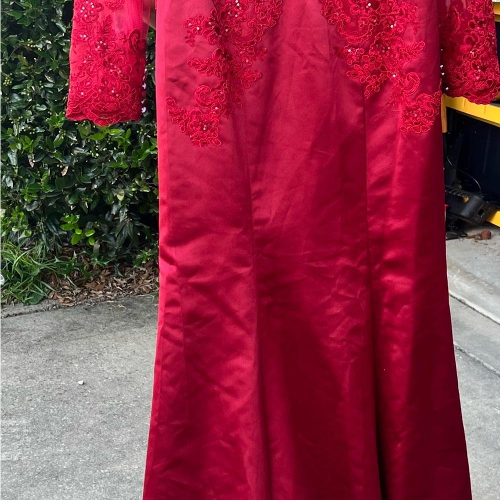 JJs House Red Dress with Floral Details